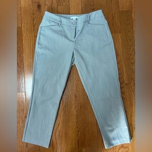 New York & Company Grey & White Pinstriped Cropped Pants, Size 4
